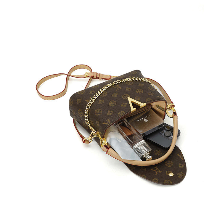 Vintage Pattern Bucket Bag | PU Crossbody Shoulder Bag for Women A69