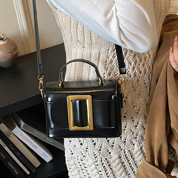 Retro Mini Square Crossbody Bag for Women | PU Leather Gold Buckle A37