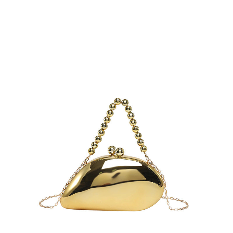 Pearl Chain Evening Clutch Bag | Oval Marble Finish A36