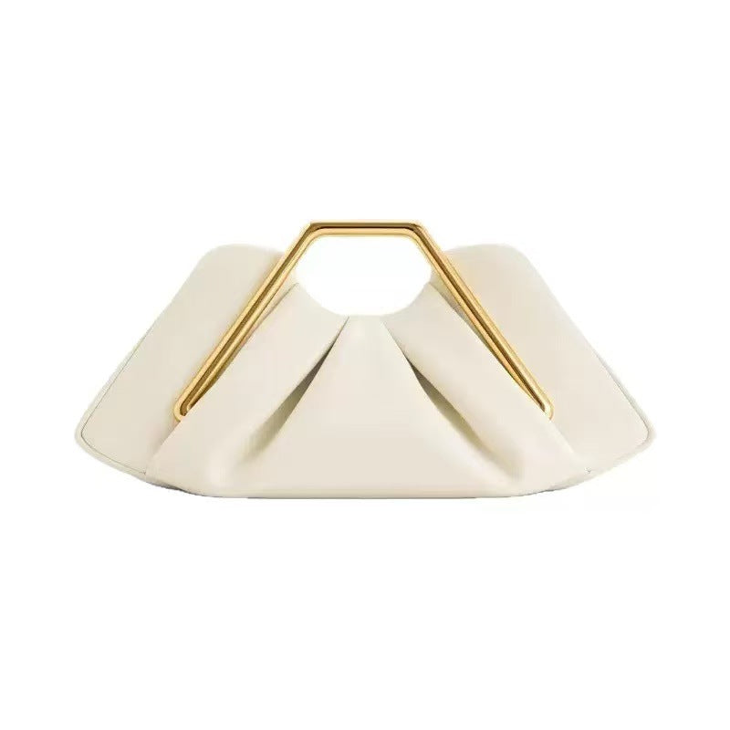Women's Cloud Clutch Bag Soft Wrinkle PU with Gold Frame Handle A34
