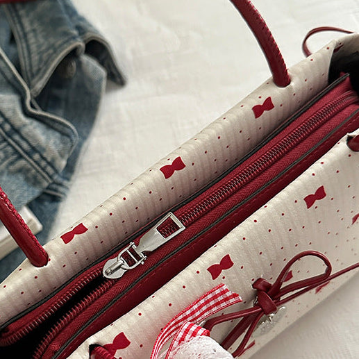 Bowknot Baguette Shoulder Bag | PU Underarm Bag for Women A50