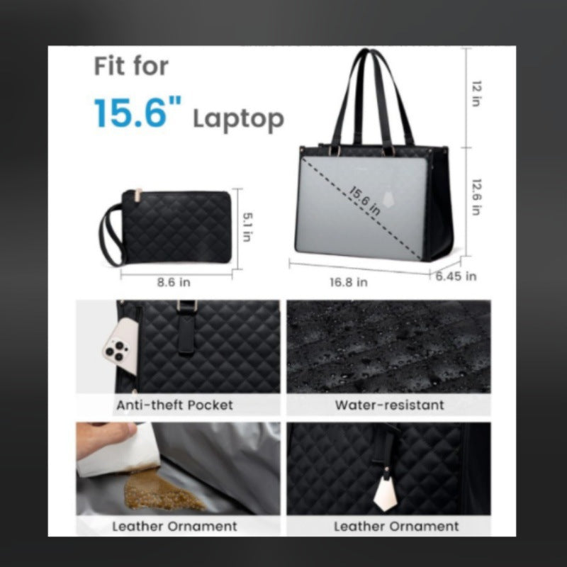 Insulated Lunch Bag for Women | Laptop Sleeve, Quilted Tote A12