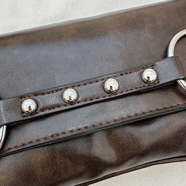 Women's Street Style Shoulder Bag Rivet Ring Hardware Detail A25