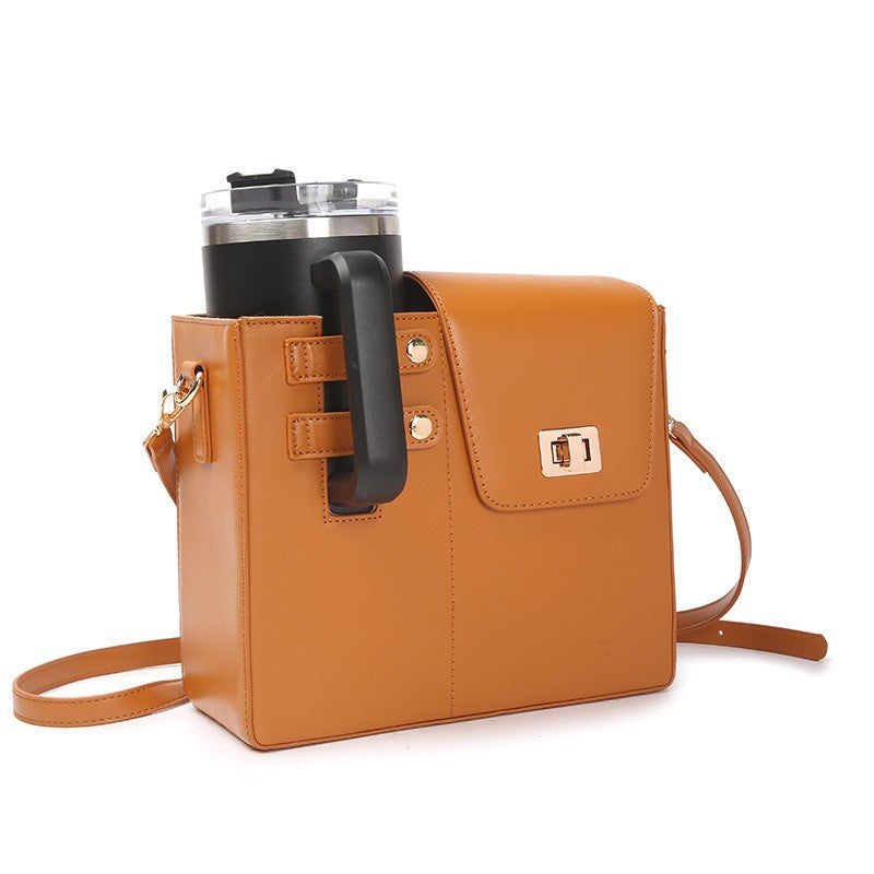 Water Bottle Carrier Bag for Women | PU Leather, Chain Strap A11