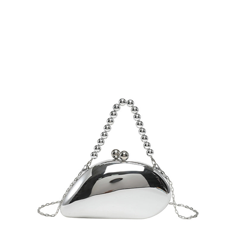 Pearl Chain Evening Clutch Bag | Oval Marble Finish A36