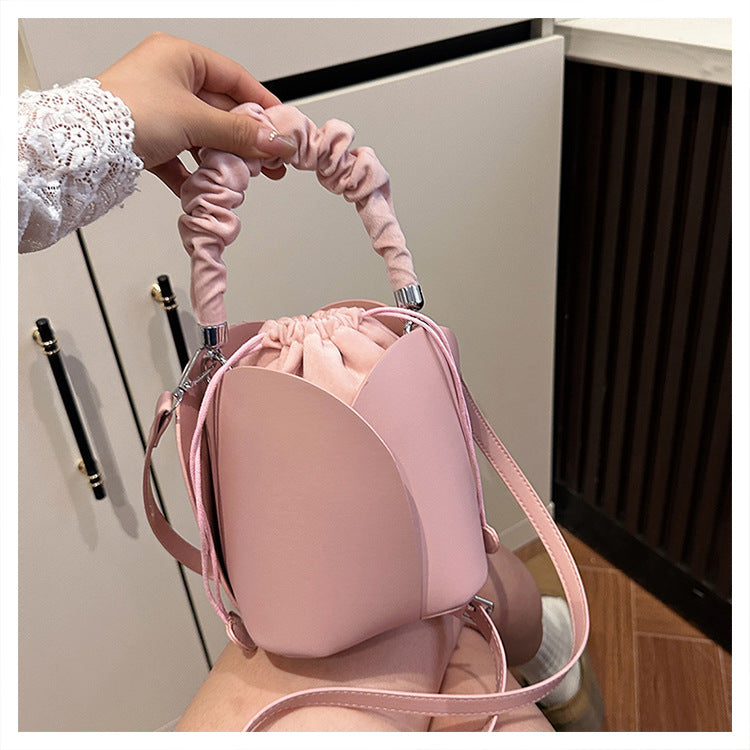 Petal Bucket Bag for Women | Ruched Handle, Drawstring Close A9