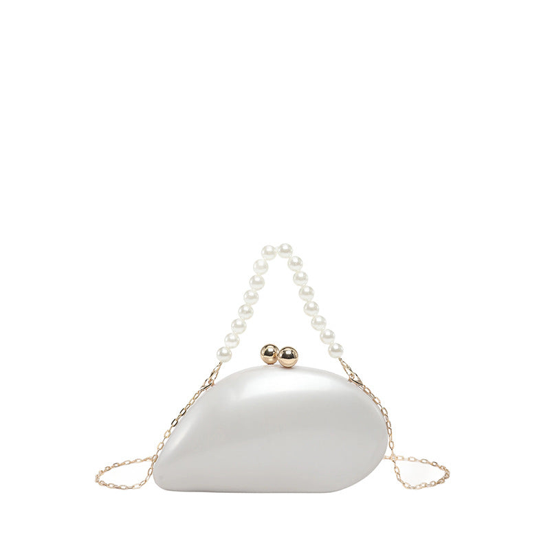 Pearl Chain Evening Clutch Bag | Oval Marble Finish A36