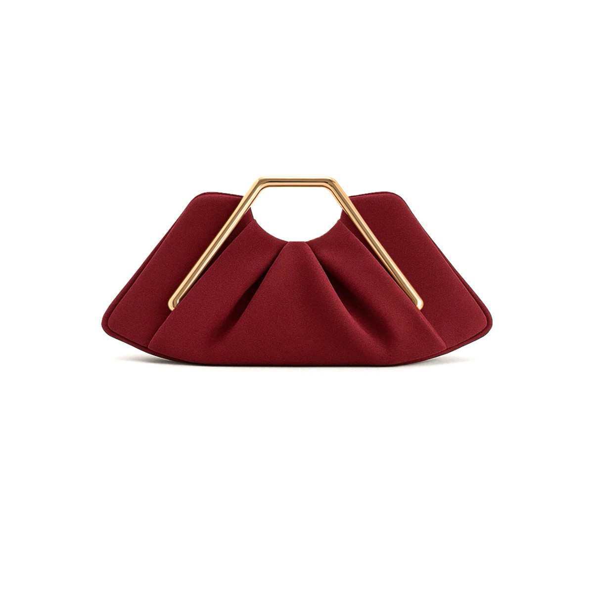 Women's Cloud Clutch Bag Soft Wrinkle PU with Gold Frame Handle A34