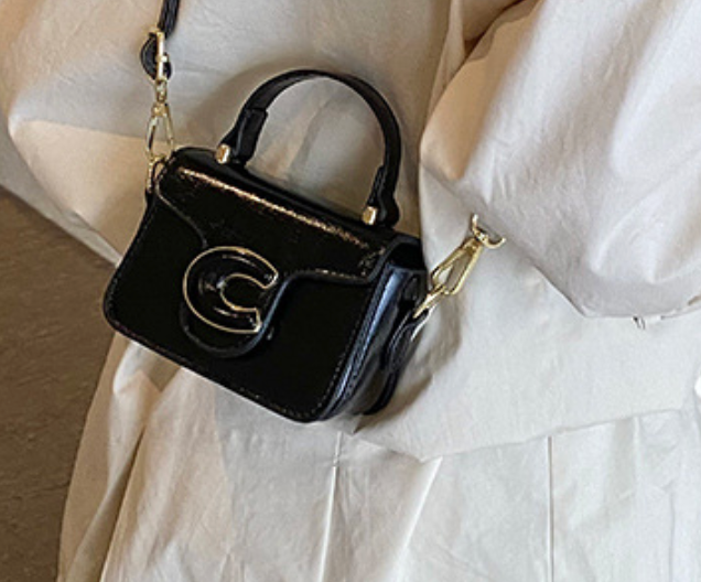 Mini PU Leather Top Handle Bag with Embossed Logo Detail A31