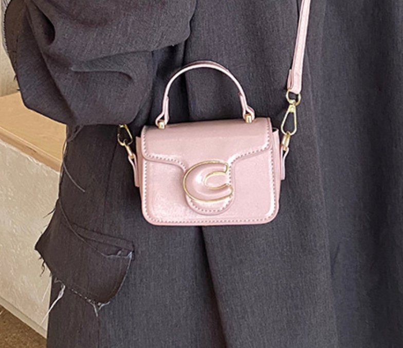 Mini PU Leather Top Handle Bag with Embossed Logo Detail A31