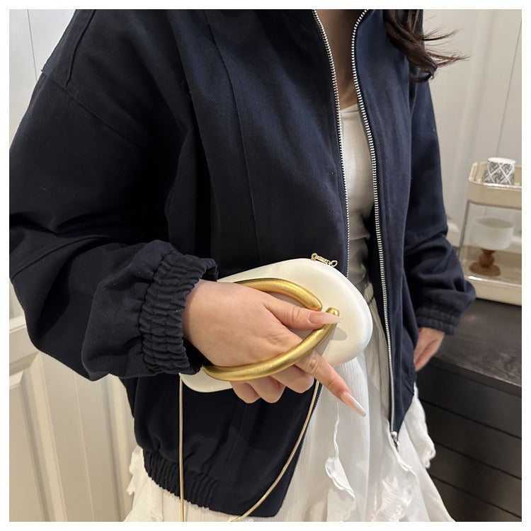 Women's Acrylic Box Bag Retro Gold Handle Chain Shoulder Bag A26