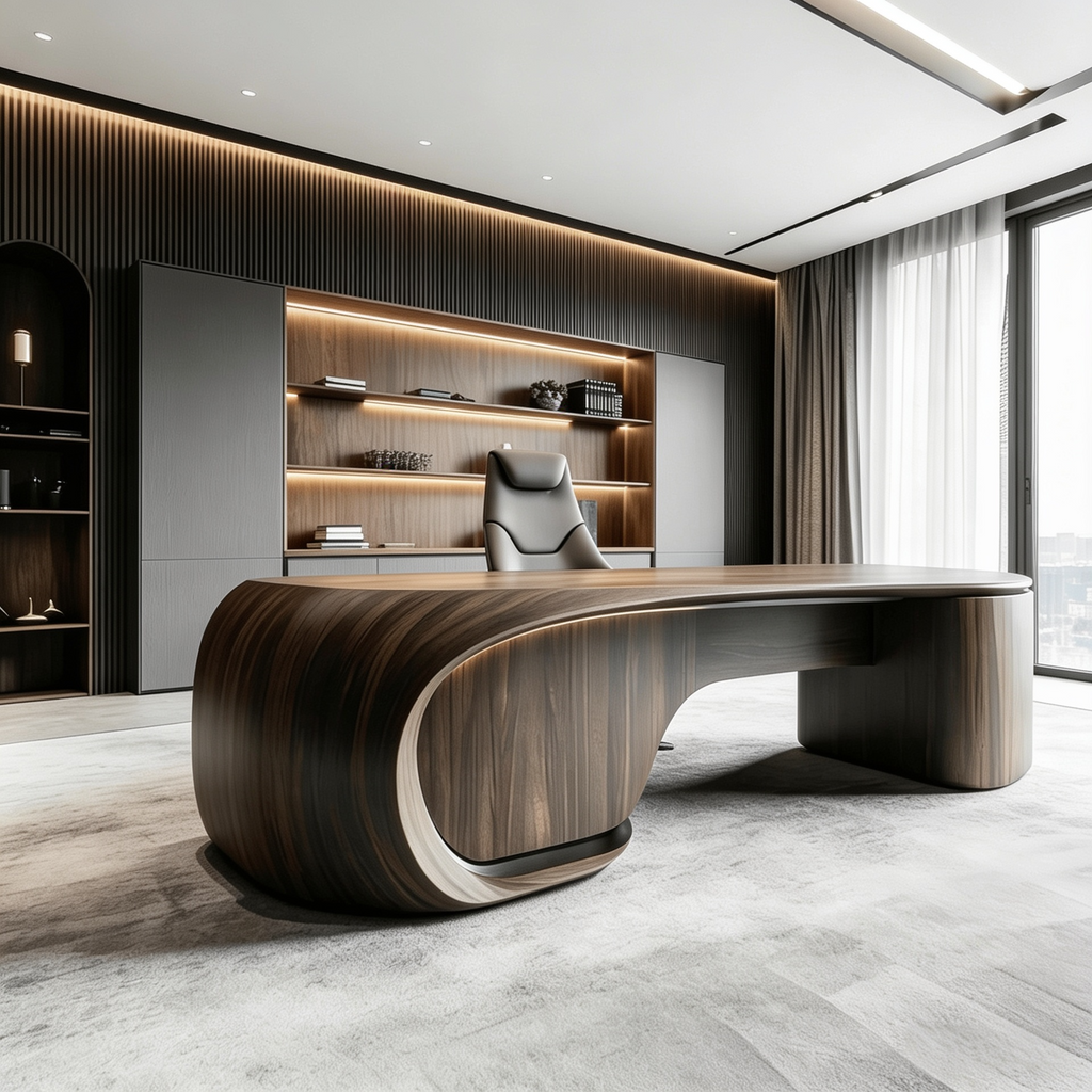Solid Wood Executive Desk Black Walnut & Ash Wood A102
