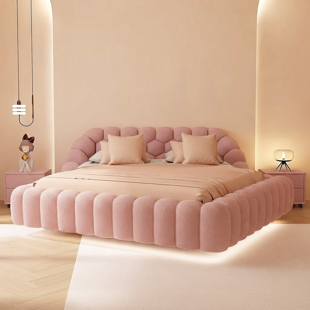 Cream-Style High-End Football Suspended Bed Velvet Fabric A107