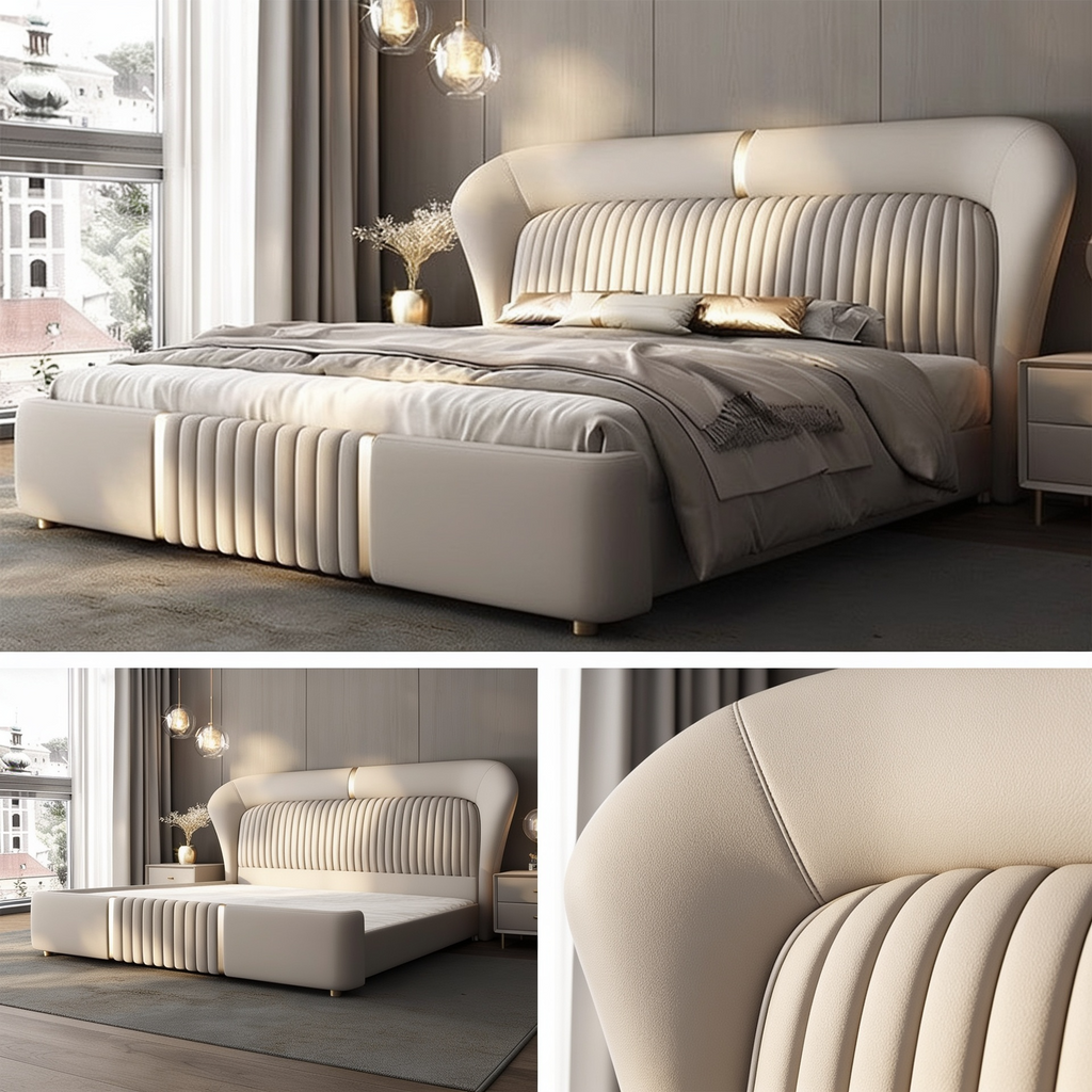 New Italian-Style Double Bed Modern Light Luxury A106