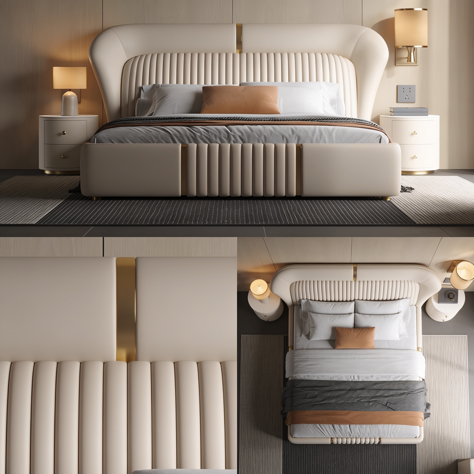 New Italian-Style Double Bed Modern Light Luxury A106
