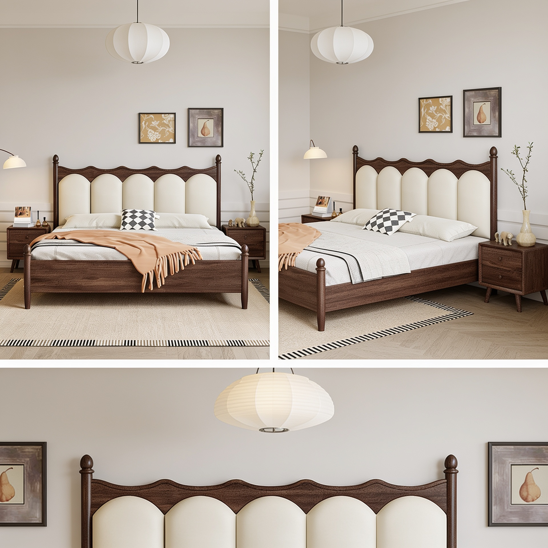 French-Style Soft Backrest Solid Wood Bed Antique Double Bed A104