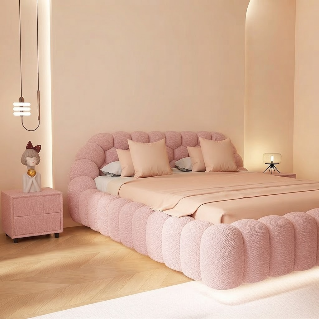 Cream-Style High-End Football Suspended Bed Velvet Fabric A107