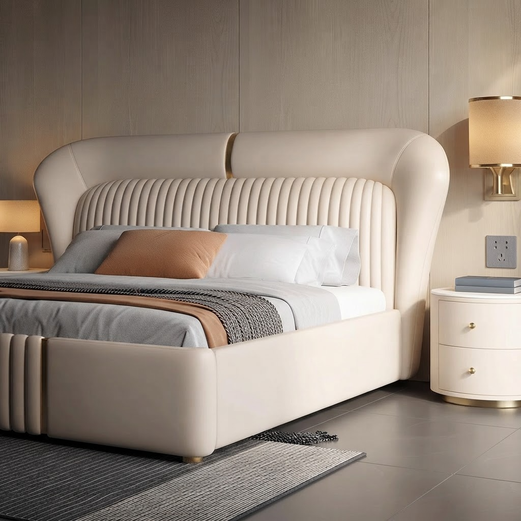 New Italian-Style Double Bed Modern Light Luxury A106