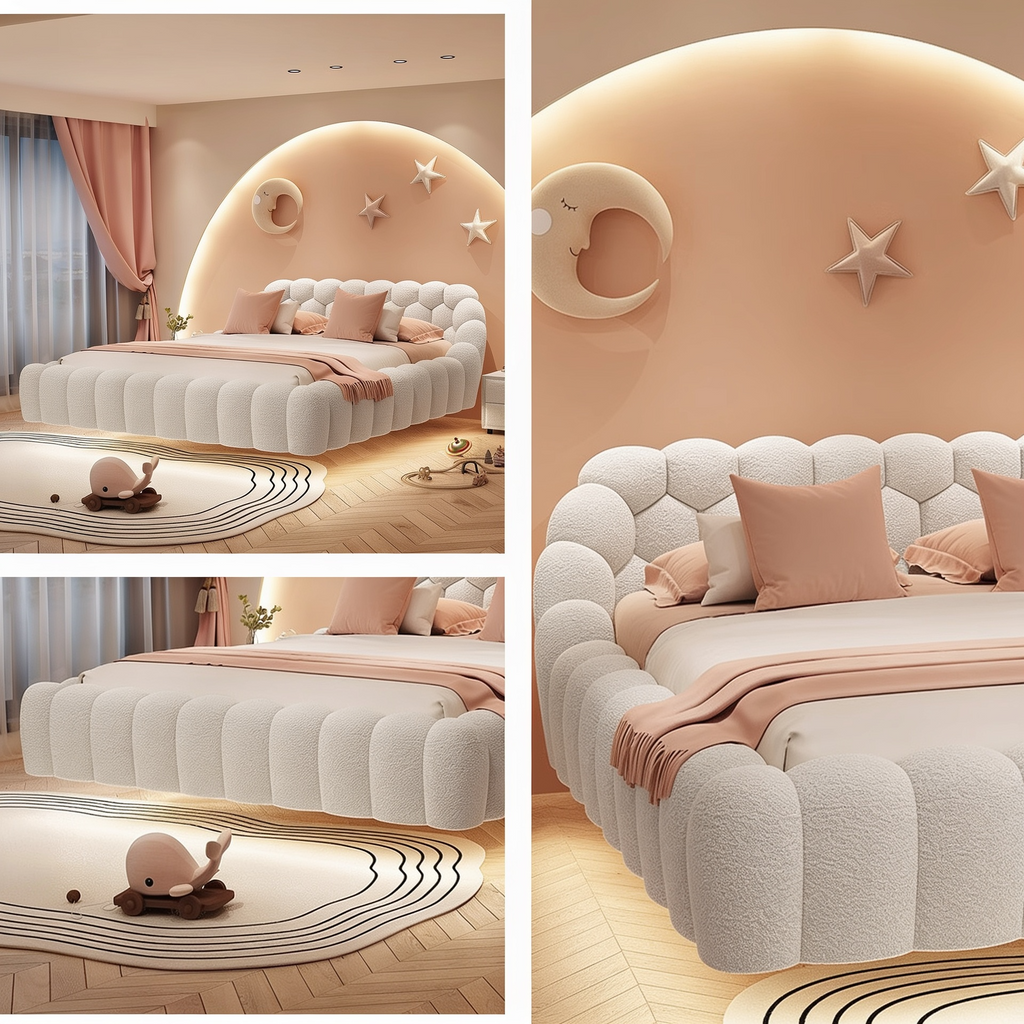 Cream-Style High-End Football Suspended Bed Velvet Fabric A107