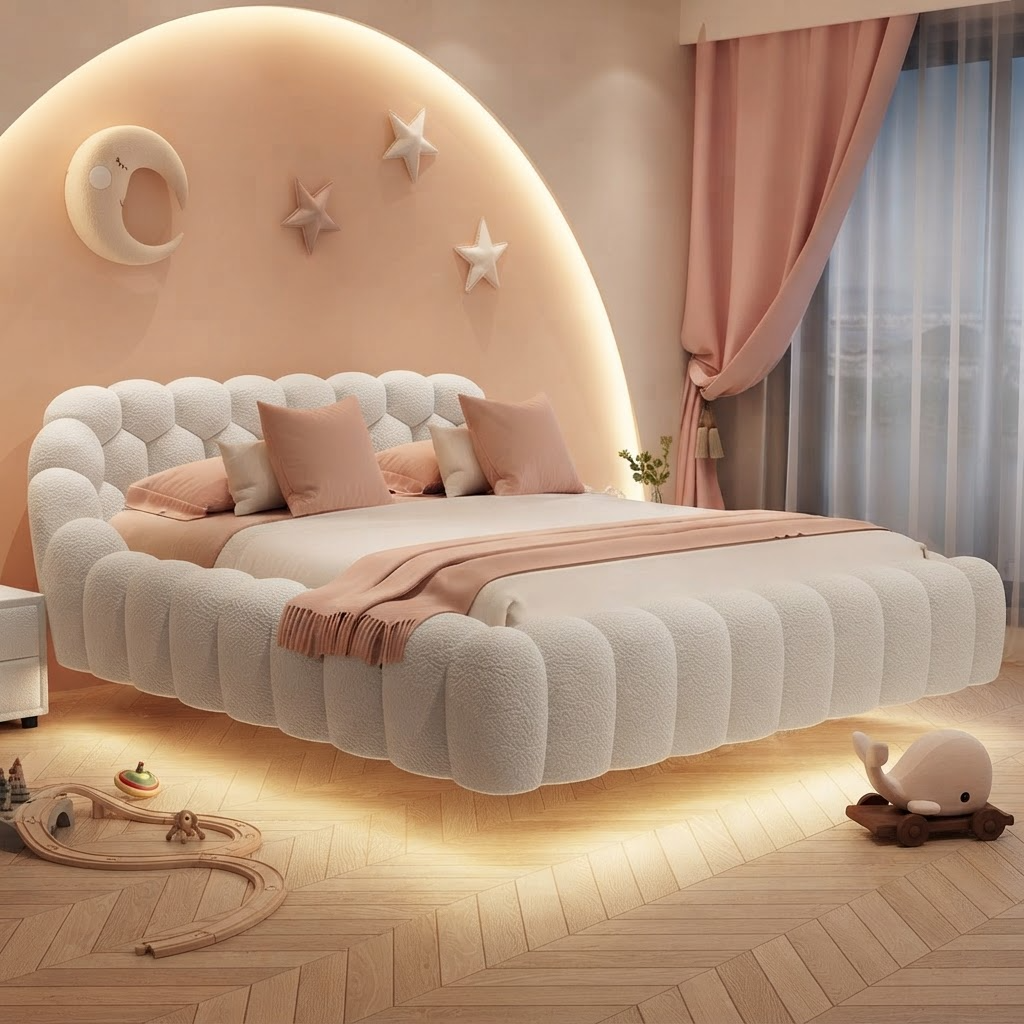Cream-Style High-End Football Suspended Bed Velvet Fabric A107