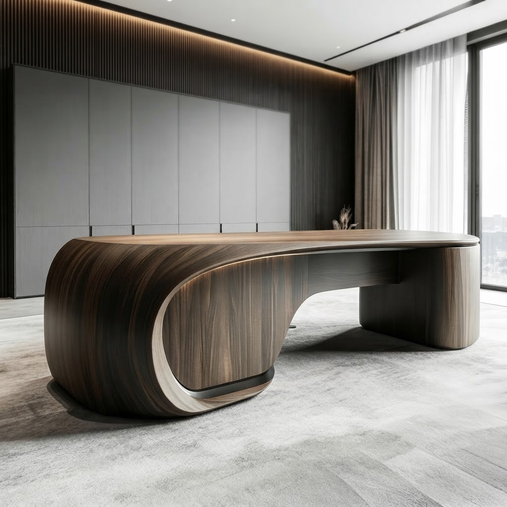 Solid Wood Executive Desk Black Walnut & Ash Wood A102