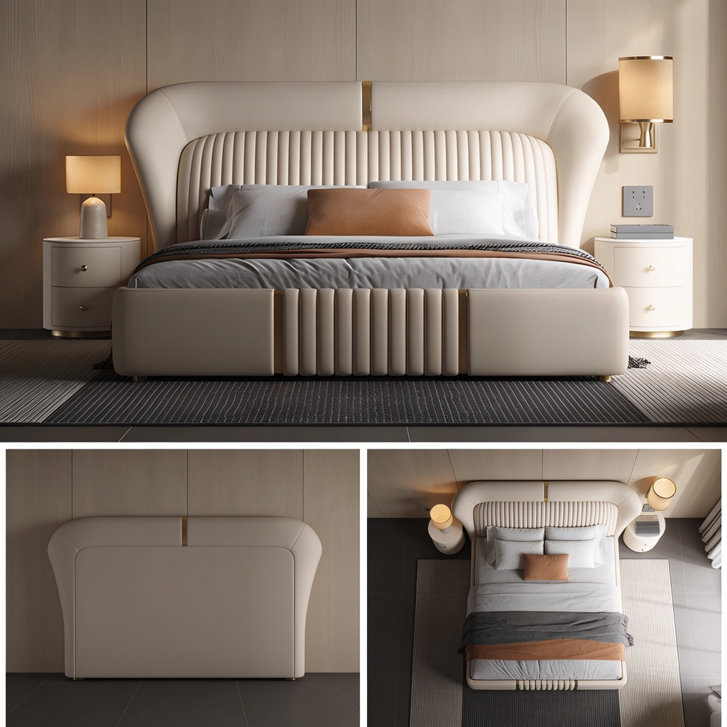 New Italian-Style Double Bed Modern Light Luxury A106
