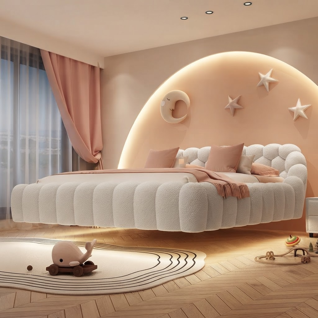 Cream-Style High-End Football Suspended Bed Velvet Fabric A107