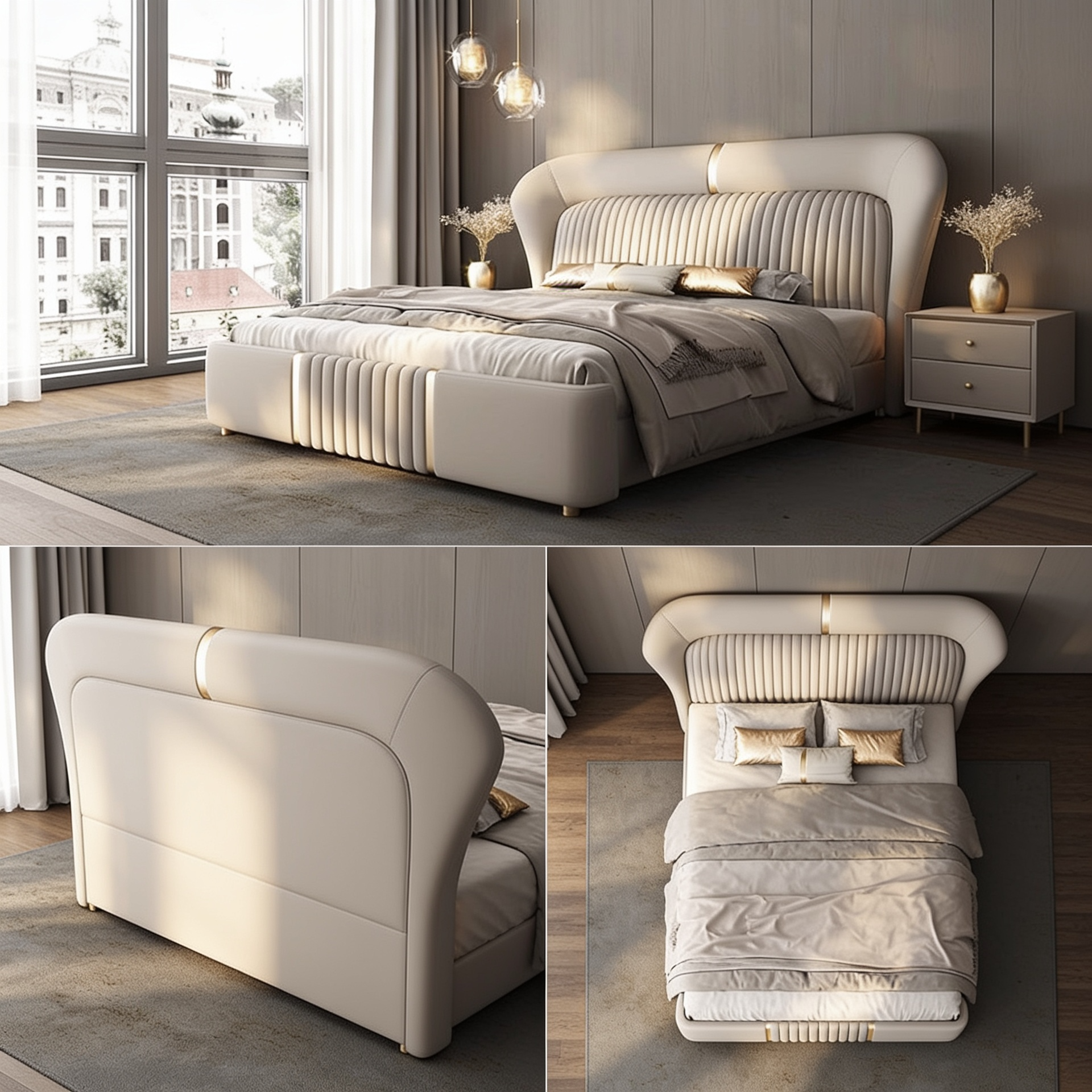 New Italian-Style Double Bed Modern Light Luxury A106