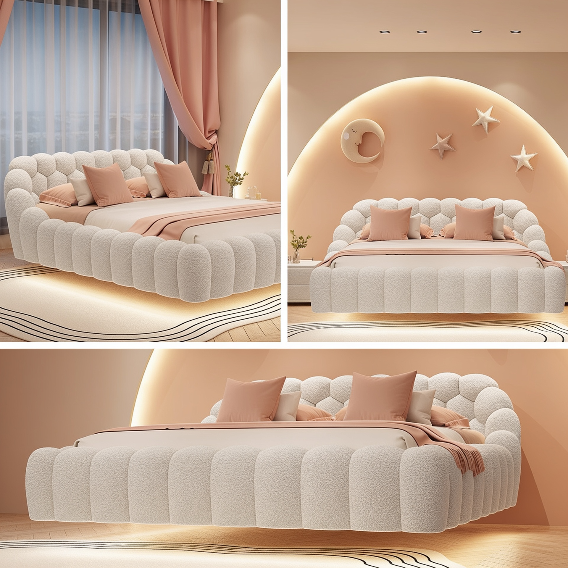Cream-Style High-End Football Suspended Bed Velvet Fabric A107