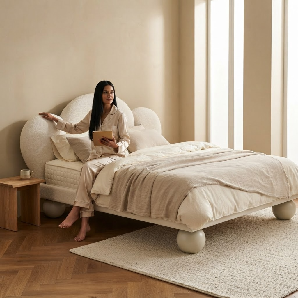 Bubble Upholstered Bed - lifestyle photo