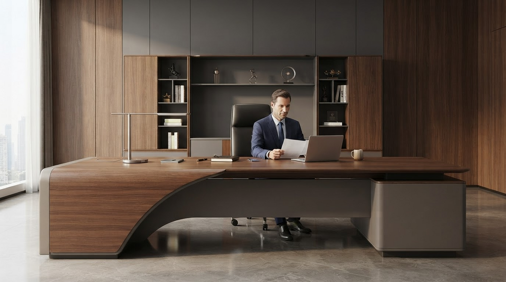 Desk with Side Table, Black Walnut & Ash A114