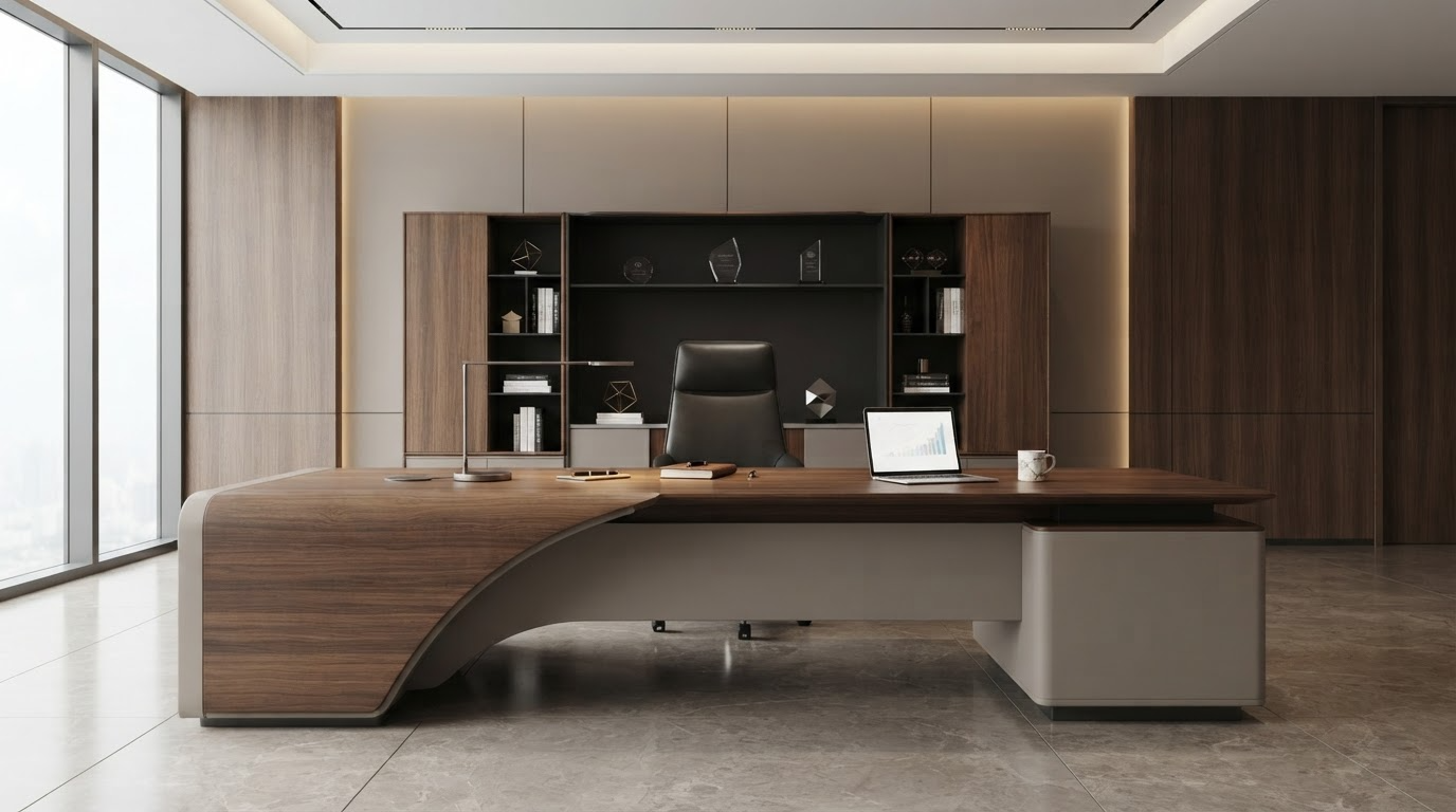 Desk with Side Table, Black Walnut & Ash A114