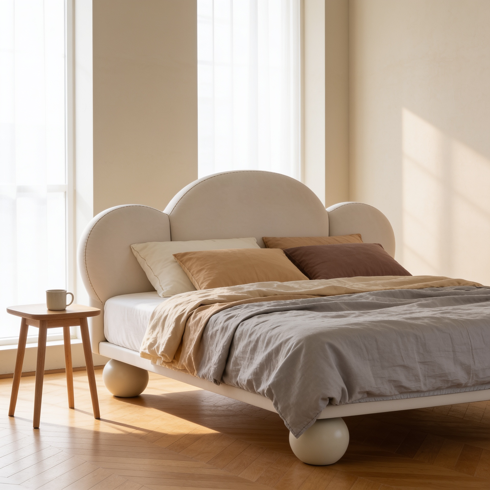 Bubble Upholstered Bed - angle view
