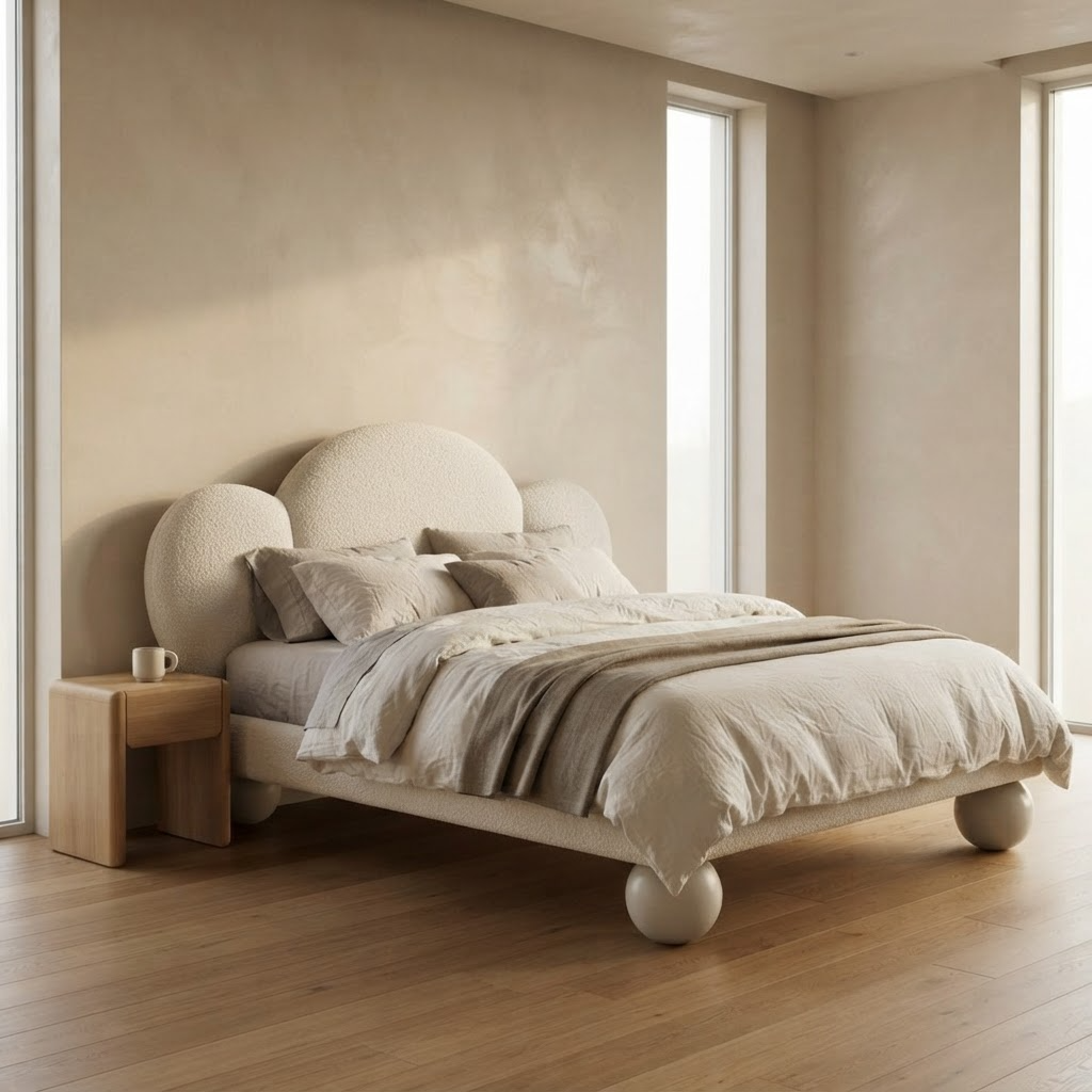 Bubble Upholstered Bed - detail view