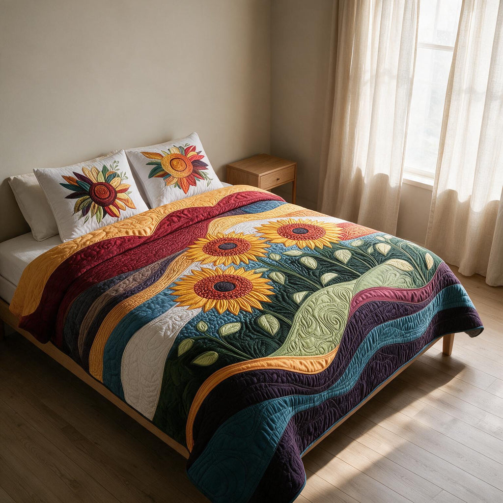 Sunflower Quilted Bedspread A166