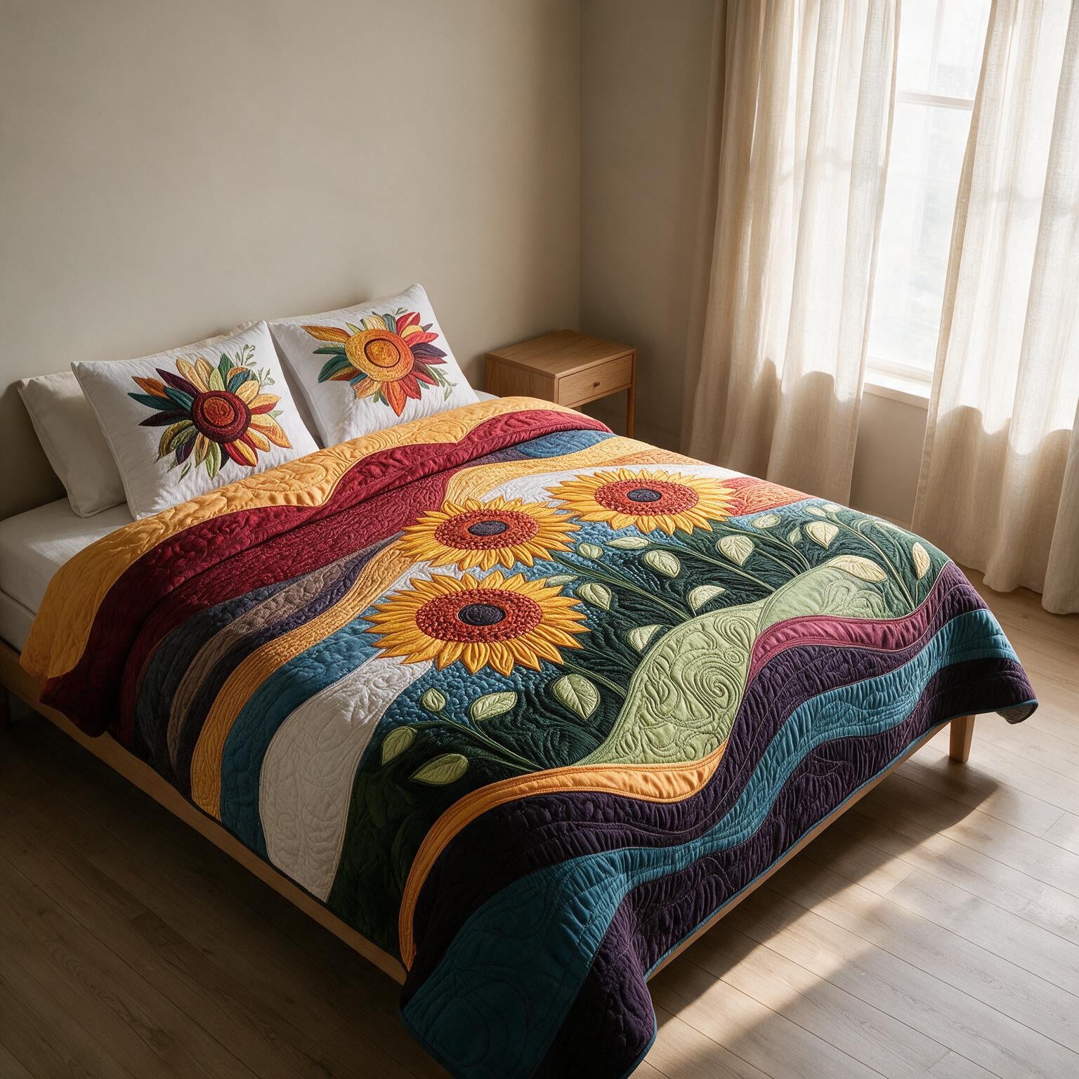 Sunflower Quilted Bedspread A166