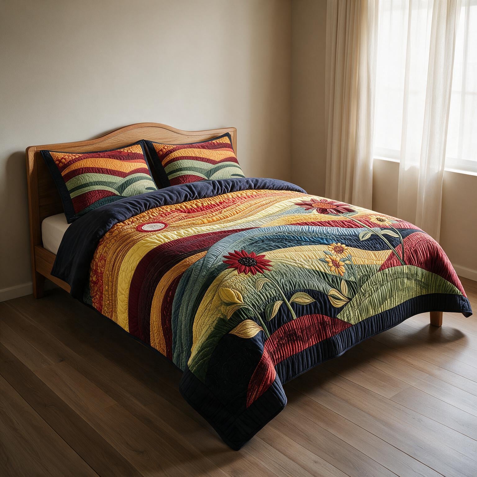 Sunflower Digital Print Bedspread A163