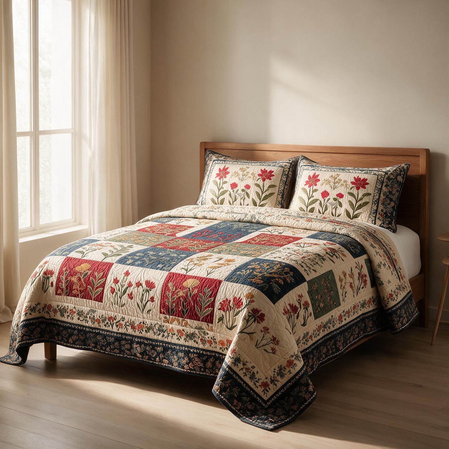 Owl Pattern Digital Print Quilted Bedspread Set A158