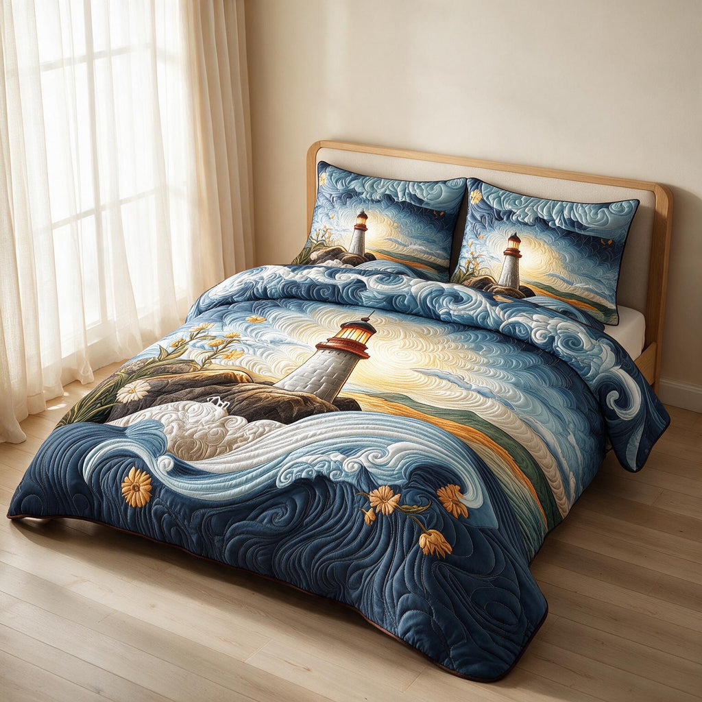 Quilted Comforter Set | Floral Digital Print Bedspread A159