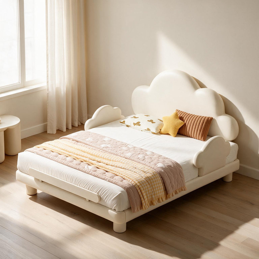 Cream Style Cloud Bed with Guardrail A153
