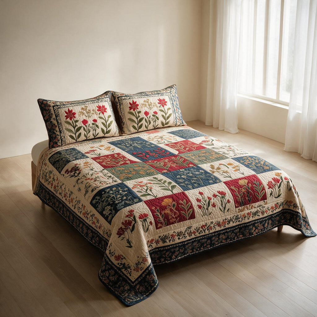 Owl Pattern Digital Print Quilted Bedspread Set A158