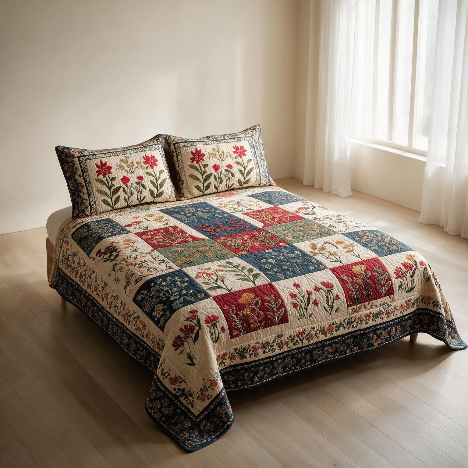 Owl Pattern Digital Print Quilted Bedspread Set A158