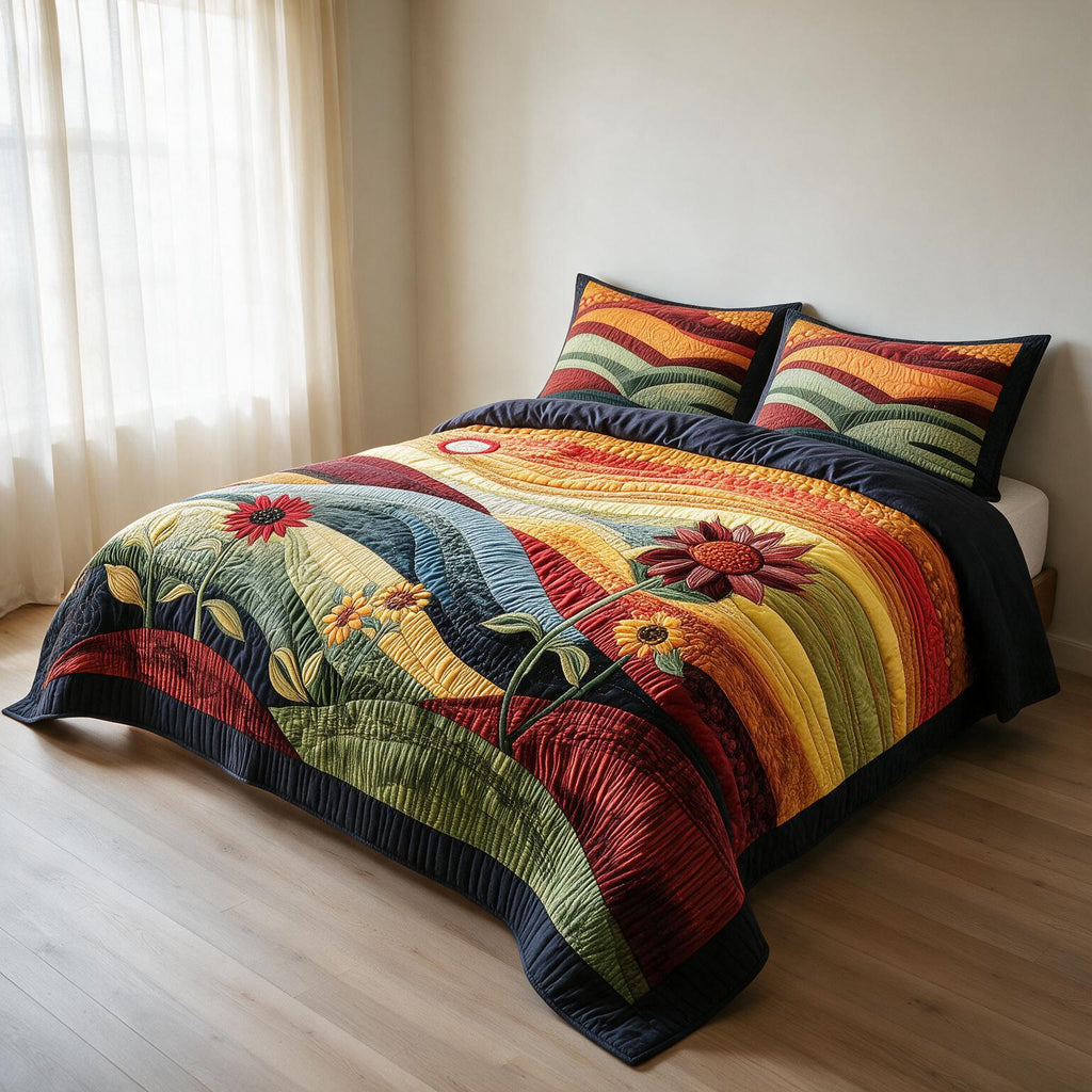 Sunflower Digital Print Bedspread A163