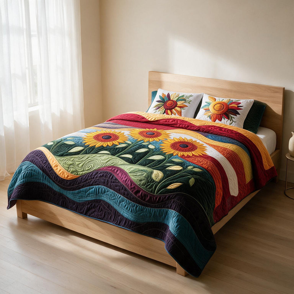 Sunflower Quilted Bedspread A166