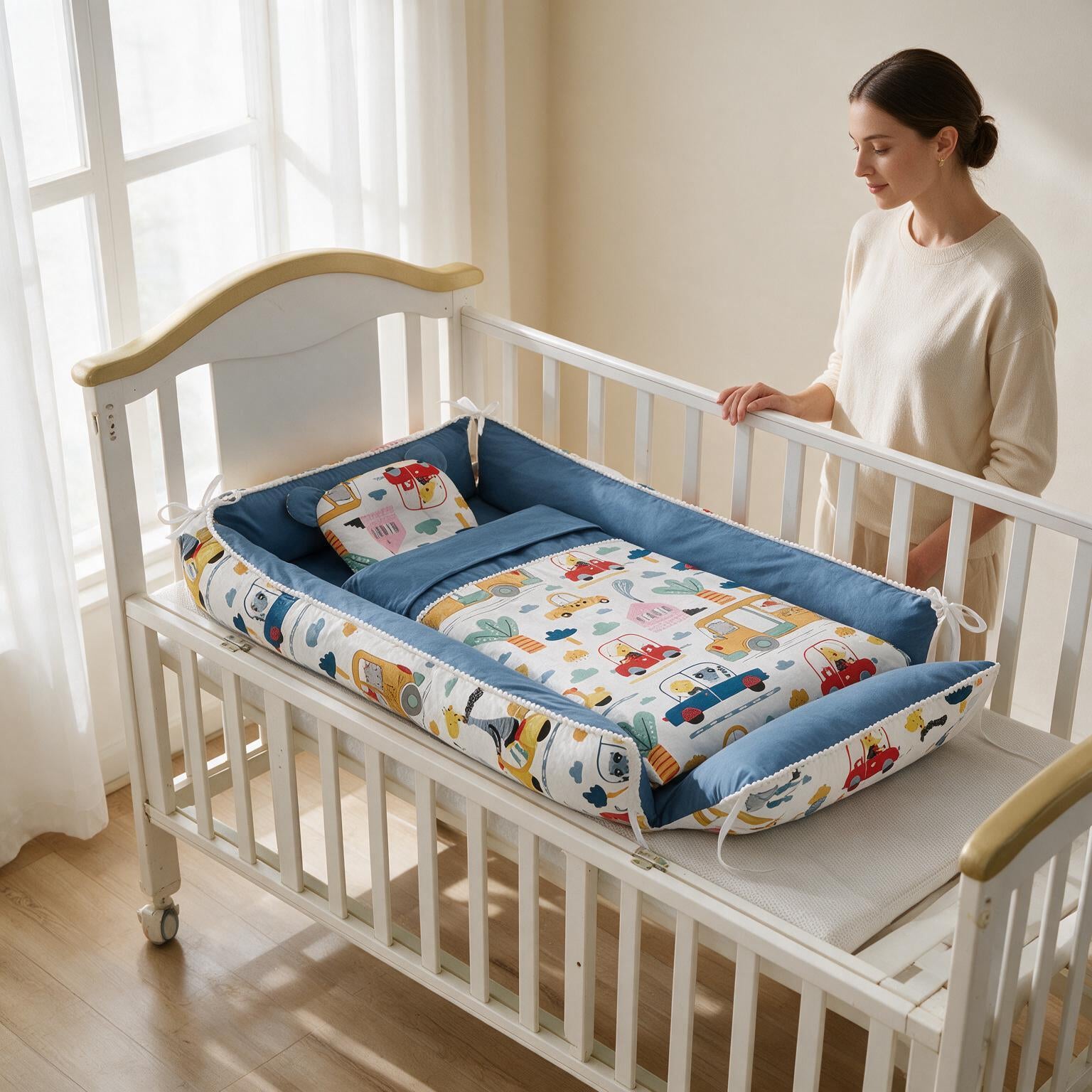 Baby Sleeper Crib | Pure Cotton Portable Newborn Nest Bed A134