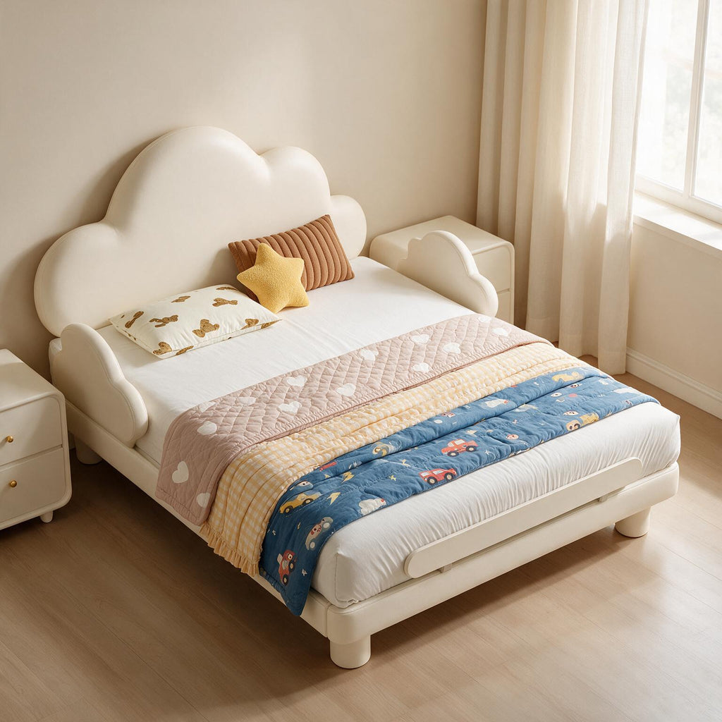Cream Style Cloud Bed with Guardrail A153