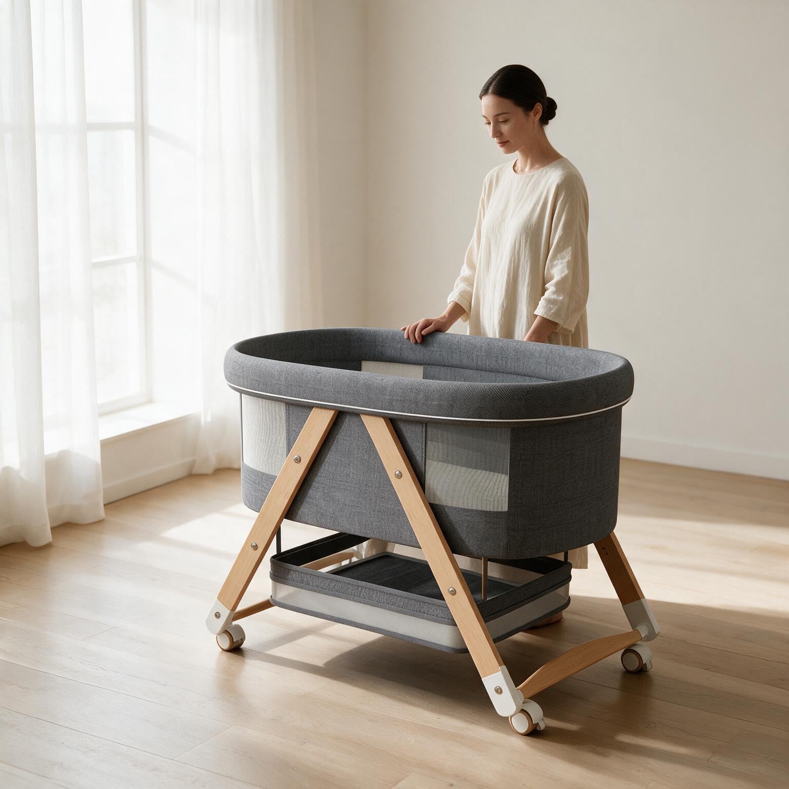 Wooden Baby Crib A140