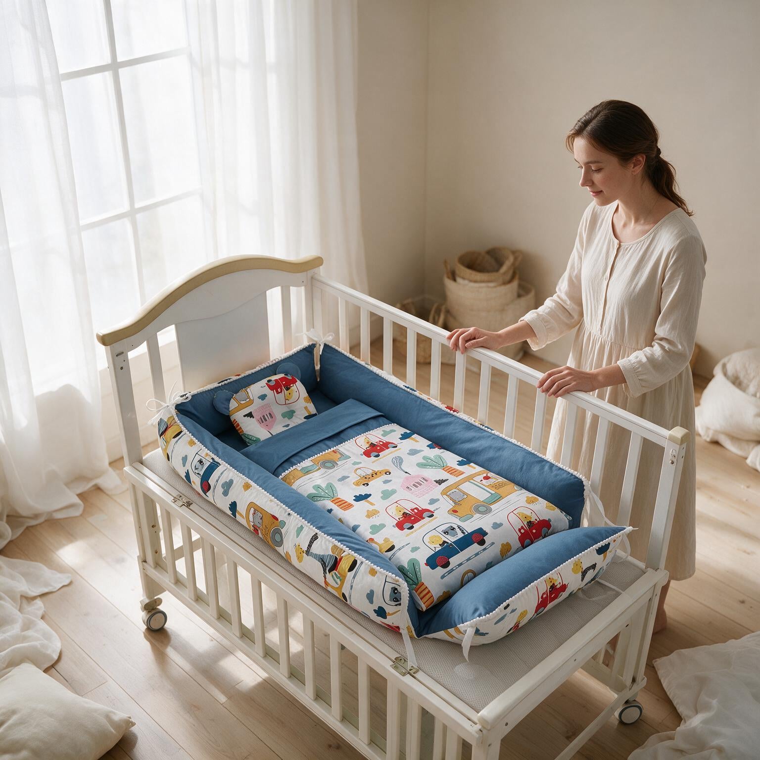 Baby Sleeper Crib | Pure Cotton Portable Newborn Nest Bed A134