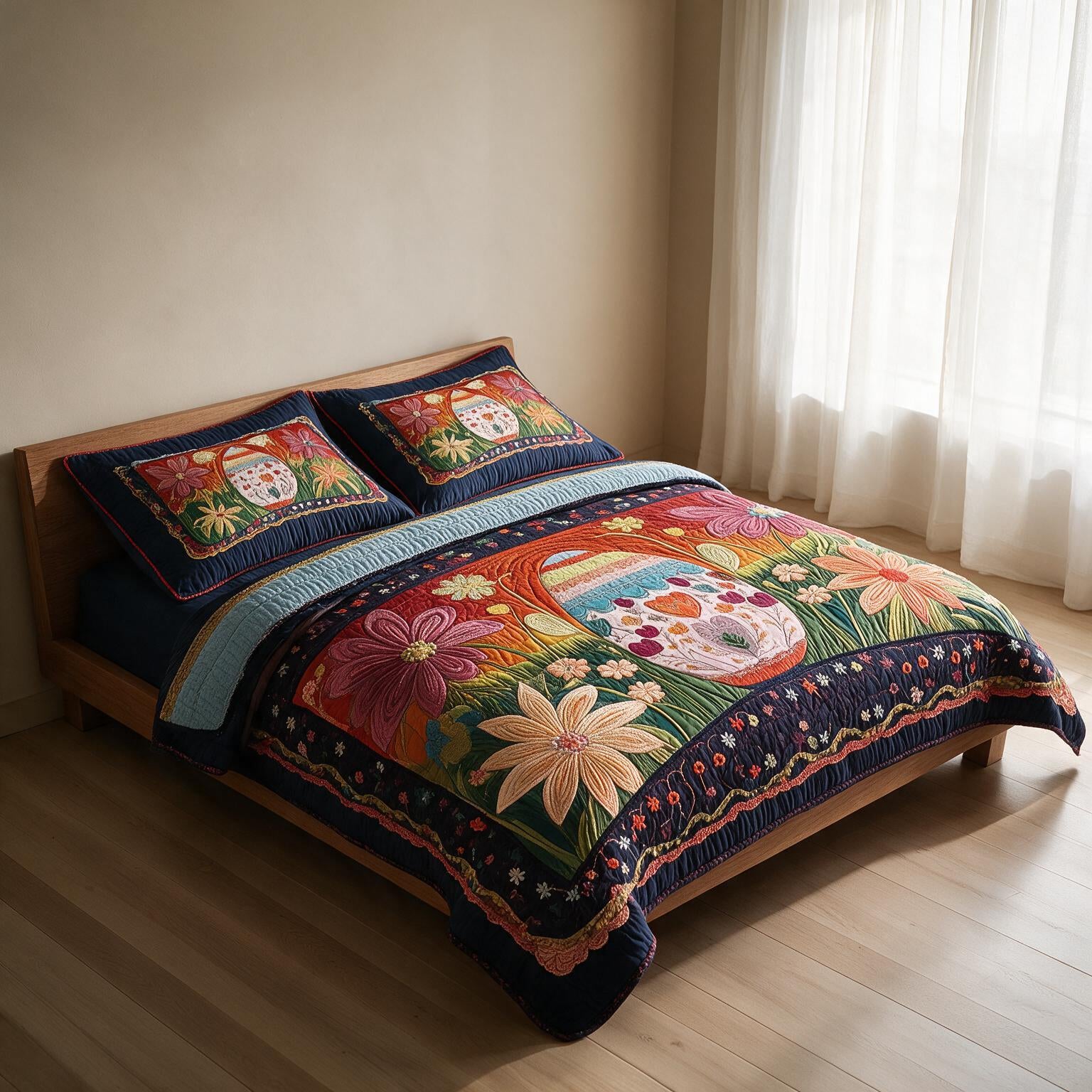 Sunflower Quilted Bedspread A166
