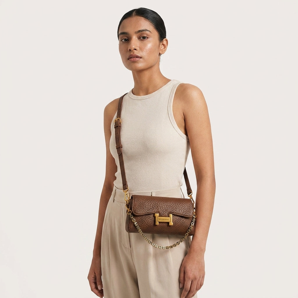 Women's Chain Shoulder Bag | Korean Style, Lock Clasp, PU A1